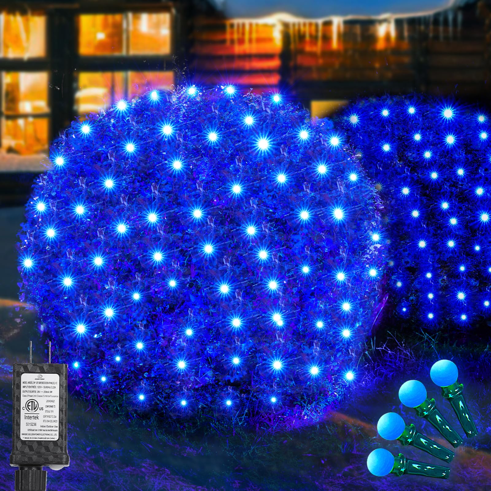 Led Net Lights Christmas Lights Outdoor 200Leds 9ftx6ft Upgraded WarmWhite Christmas Net Lighting, Waterproof UL Listed Outdoor Indoor Large Mesh Net Light for Xmas Trees, Bushes, Shrubs Decorations